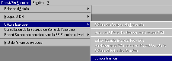 menu début fin exercice_clôture_edition cpte financier définitif