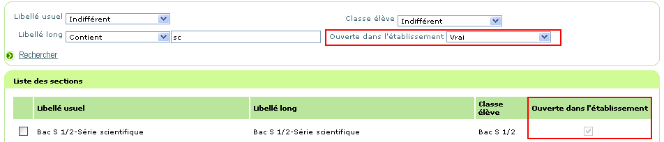 Filtrage appliqué par défaut sur le guide des sections des 'autres missions'.