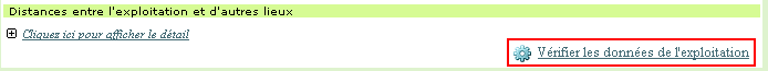 Bouton de vérification des données de l'exploitation