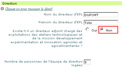 Bloc Direction ne possédant pas un directeur adjoint