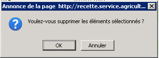 Message de confirmation de la suppression